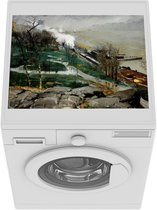 Wasmachine beschermer - Wasmachine mat - Regen op de rivier - Schilderij van George Wesley Bellows - 55x45 cm - Droger beschermer