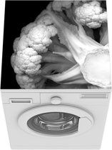 Wasmachine beschermer mat - Een bloemkool vanaf de steel gezien - zwart wit - Breedte 60 cm x hoogte 60 cm