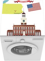 Wasmachine beschermer mat - Illustratie van een ansichtkaart van Philadelphia - Breedte 60 cm x hoogte 60 cm
