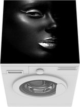 Wasmachine beschermer mat - Donkere vrouw met gouden tinten - zwart wit - Breedte 60 cm x hoogte 60 cm