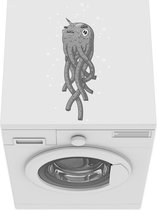 Wasmachine beschermer mat - Illustratie van een mytisch zeewezen - zwart wit - Breedte 60 cm x hoogte 60 cm