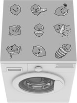 Wasmachine beschermer mat - Absurde citroenen - zwart wit - Breedte 60 cm x hoogte 60 cm