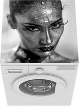 Wasmachine beschermer mat - Vrouw - Goud - Glitters - zwart wit - Breedte 60 cm x hoogte 60 cm