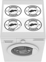 Wasmachine beschermer mat - Illustratie met vier stempels van Slowakije - zwart wit - Breedte 55 cm x hoogte 45 cm