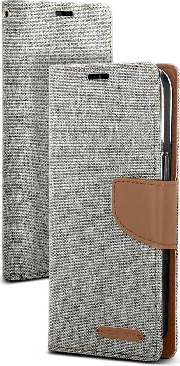 Bookcase Geschikt voor Apple iPhone 13 Pro Max - Grijs - Denim - Portemonnee hoesje