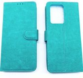 Samsung Galaxy A32 5G Turquoise Portemonnee Wallet Case - boek Telefoonhoesje Kunst leer - Book case