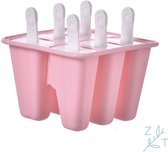 ZijTak - Ijsjesvorm - 6 stuks - Siliconen - Waterijs Vorm - Bakvorm - Fruitijs - Yoghurt ijs - Ijslolly - Frisco - Magnum mold - DIY Ijsjes - Zomer - Pastel roze