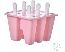 ZijTak - Ijsjesvorm - 6 stuks - Siliconen - Waterijs Vorm - Bakvorm - Fruitijs - Yoghurt ijs - Ijslolly - Frisco - Magnum mold - DIY Ijsjes - Zomer - Pastel roze