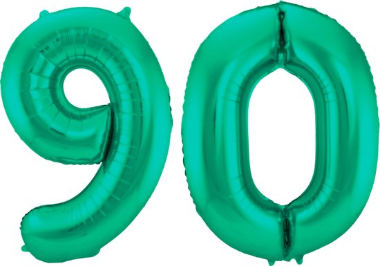 Folieballon 90 jaar metallic groen 86cm