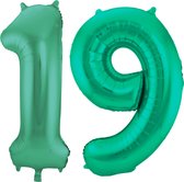Folieballon 19 jaar metallic groen 86cm