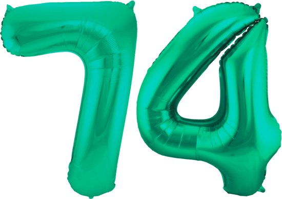 Folieballon 74 jaar metallic groen 86cm