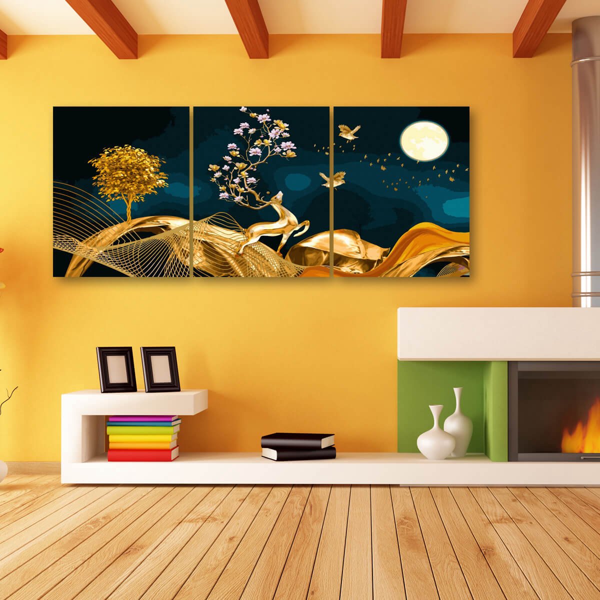 Schilderen Op Nummer VolwassenenDrieluik DIY Paint By Number Compleet Hobby Pakket 3 luik op Frame met Vernis - ®Arty Bee - Miraculous 3x 40x50cm — afbeelding 3