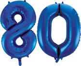Cijfer folie ballonnen 80 blauw.