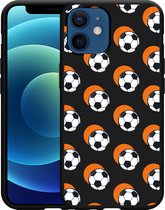 iPhone 12/12 Pro Hoesje Zwart Soccer Ball Orange Shadow - Designed by Cazy