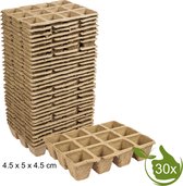 Kweekpotjes - Turfpotjes - Papieren potjes 12 per tray 4.5x5x4.5cm 30 stuks