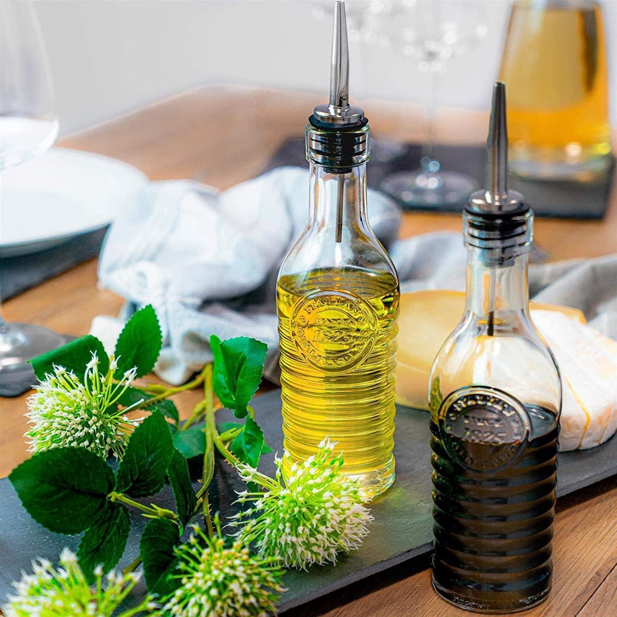 Borvat® | Schenker 5 Stuks | De Punt Van De Stop Van De Oliefles Olijfolie Dispenser Schenktuit Met Dop Azijn Olie Wijn Lekvrij Schenkdop Voor Wijn Fles Of Cocktail Rubberen Afsluitring