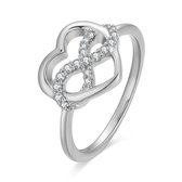 Twice As Nice Ring in zilver, open hart, infinity, zirkonia  54