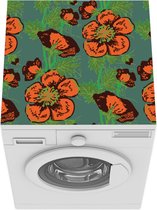 Wasmachine beschermer mat - Vintage - Bloemen - Klaproos - Patronen - Breedte 60 cm x hoogte 60 cm