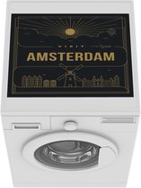 Wasmachine beschermer mat - Amsterdam - Skyline - Vliegtuig - Breedte 55 cm x hoogte 45 cm