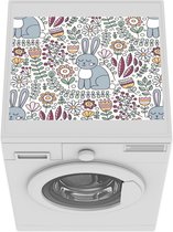 Wasmachine beschermer mat - Konijn - Bloemen - regenboog - Kinderen - Design - Breedte 55 cm x hoogte 45 cm