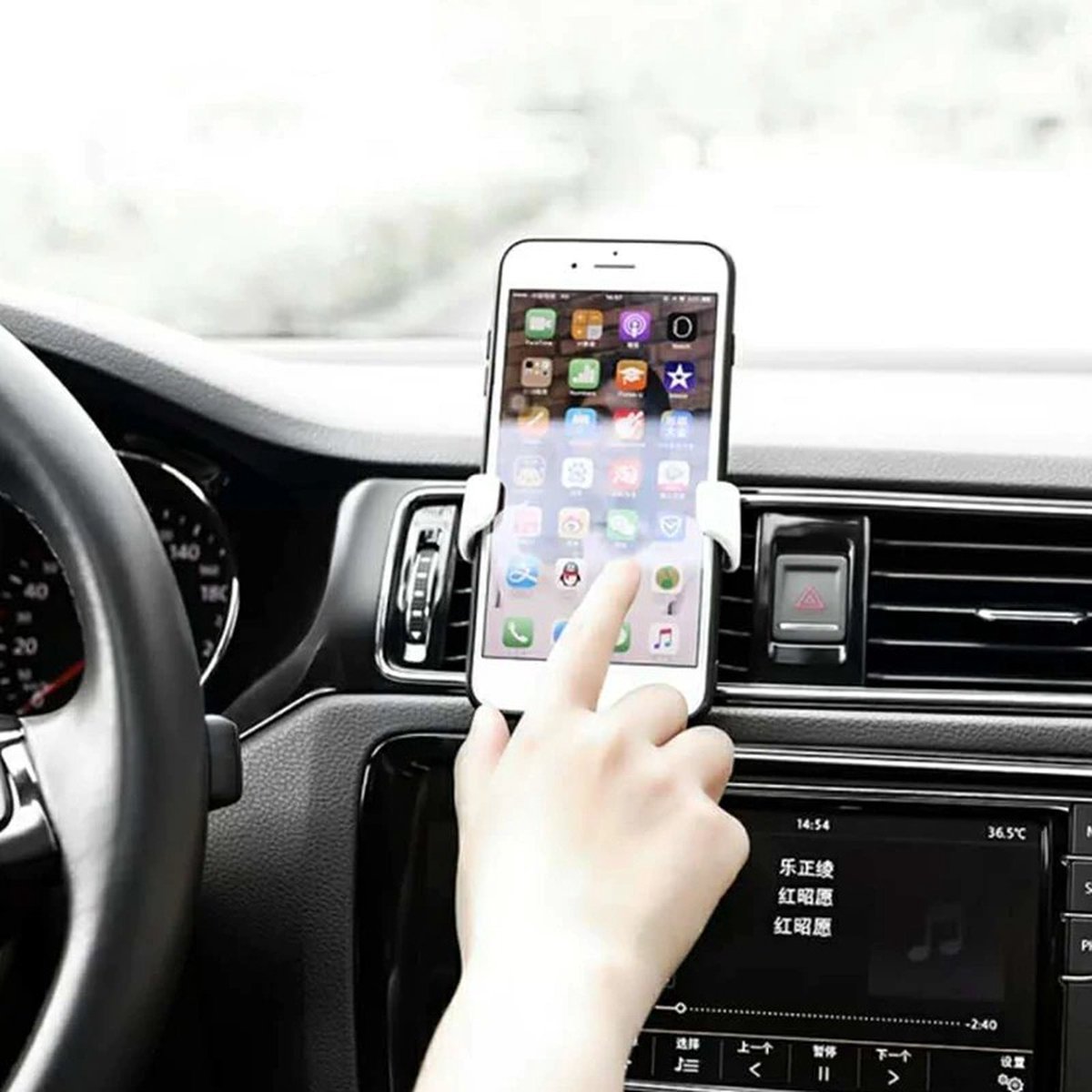 Autohouder telefoon smartphone - Telefoon houder Auto ventilatie - Telefoonhouder auto - Auto accessoires - Horizontale ventilatie - Mobiele houder - GSM-houder - Universele houder – foto 2