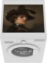 Wasmachine beschermer mat - Tronie van een man met gevederde baret - Rembrandt van Rijn - Breedte 55 cm x hoogte 45 cm