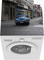 Wasmachine beschermer mat - Oldtimer - Blauw - Koplamp - Breedte 60 cm x hoogte 60 cm