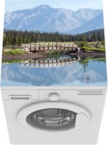 Wasmachine beschermer mat - Brug over het water in het Nationaal park Banff in Alberta - Breedte 60 cm x hoogte 60 cm