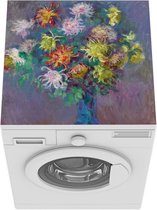 Wasmachine beschermer mat - Vaas met chrysanten - Claude Monet - Breedte 60 cm x hoogte 60 cm