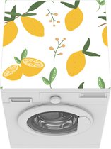 Wasmachine beschermer mat - Citroen - Fruit - Patronen - Wit - Breedte 60 cm x hoogte 60 cm