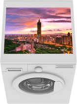 Wasmachine beschermer mat - De Taiwanese wolkenkrabber met een kleurrijke hemel - Breedte 55 cm x hoogte 45 cm