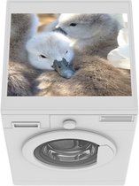 Wasmachine beschermer mat - Zwanen - Licht - Kuiken - Breedte 55 cm x hoogte 45 cm