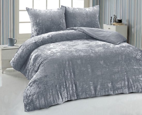 Velvet Couture Dekbedovertrek - 240x200/220 - Crushed Velvet - Grijs