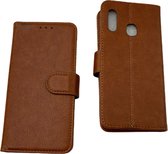 Samsung Galaxy A40 Bruin - Portemonnee Wallet Case Pasjeshouder - boek Telefoonhoesje Kunstleer - Book case 2x Gratis Screen Protector