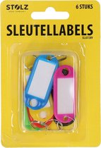 Sleutel labels sleutelhanger - Multicolor - Kunststof / Metaal - l 5 cm - 6 Stuks - Sleutellabel - Keychain - Keylabel - Sleutelhanger