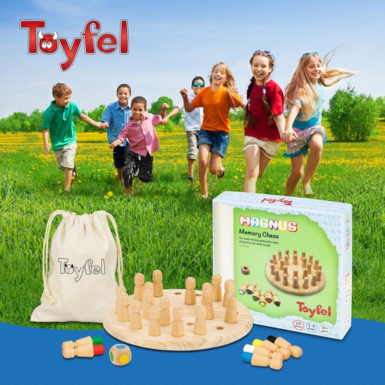 Thumbnail van een extra afbeelding van het spel Toyfel Magnus – Houten Memory Schaakspel met Tas 18 cm – Memory Chess Montessori Educatief Speelgoed voor Kinderen Spel voor Logica & Coördinatie