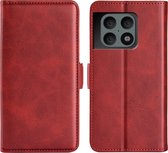 OnePlus 10 Pro Hoesje - MobyDefend Luxe Wallet Book Case (Sluiting Zijkant) - Rood - GSM Hoesje - Telefoonhoesje Geschikt Voor OnePlus 10 Pro