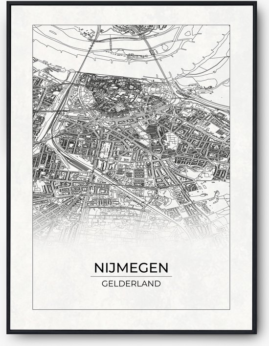Nijmegen poster vintage | kaart Nijmegen | stads plattegrond |