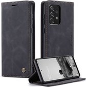 Caseme - Samsung Galaxy A73 - Retro Wallet Hoesje - 3 Opbergvakjes - Zwart