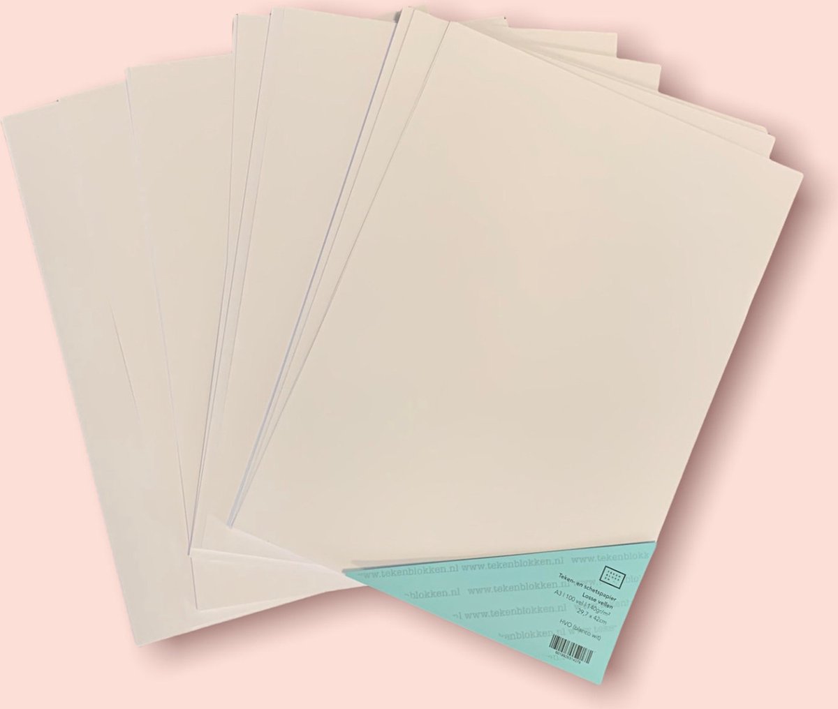 Tekenpapier - Schetspapier - 140 grams HVO wit - A3 - 42 x 29,7 cm - 100 vel - Premium kwaliteit - Losse vellen