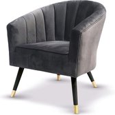 Fauteuil Velvet "Vesuv" - 1 zit - Grijs - Vintage zetel - B 70 cm - Design fauteuil met armleuning - Modern