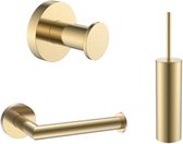 QUALITA-LINE toiletborstel met houder inclusief accessoiresset rond (goud geborsteld)