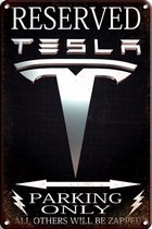 Signs-USA - Retro wandbord - metaal - Tesla Parking - 30 x 40 cm