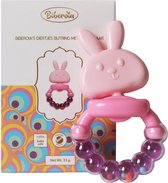 Biberoia® Bijtring met rammelaar - Bijtring - Baby speelgoed – Babycadeau - Baby - Cadeau - Kraamcadeau - Babyshower - Roze