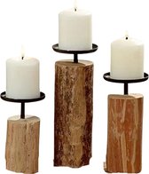 Kandelaars van eucalyptushout stompkaarsen Decoratie natuurlijk product 3 stuks