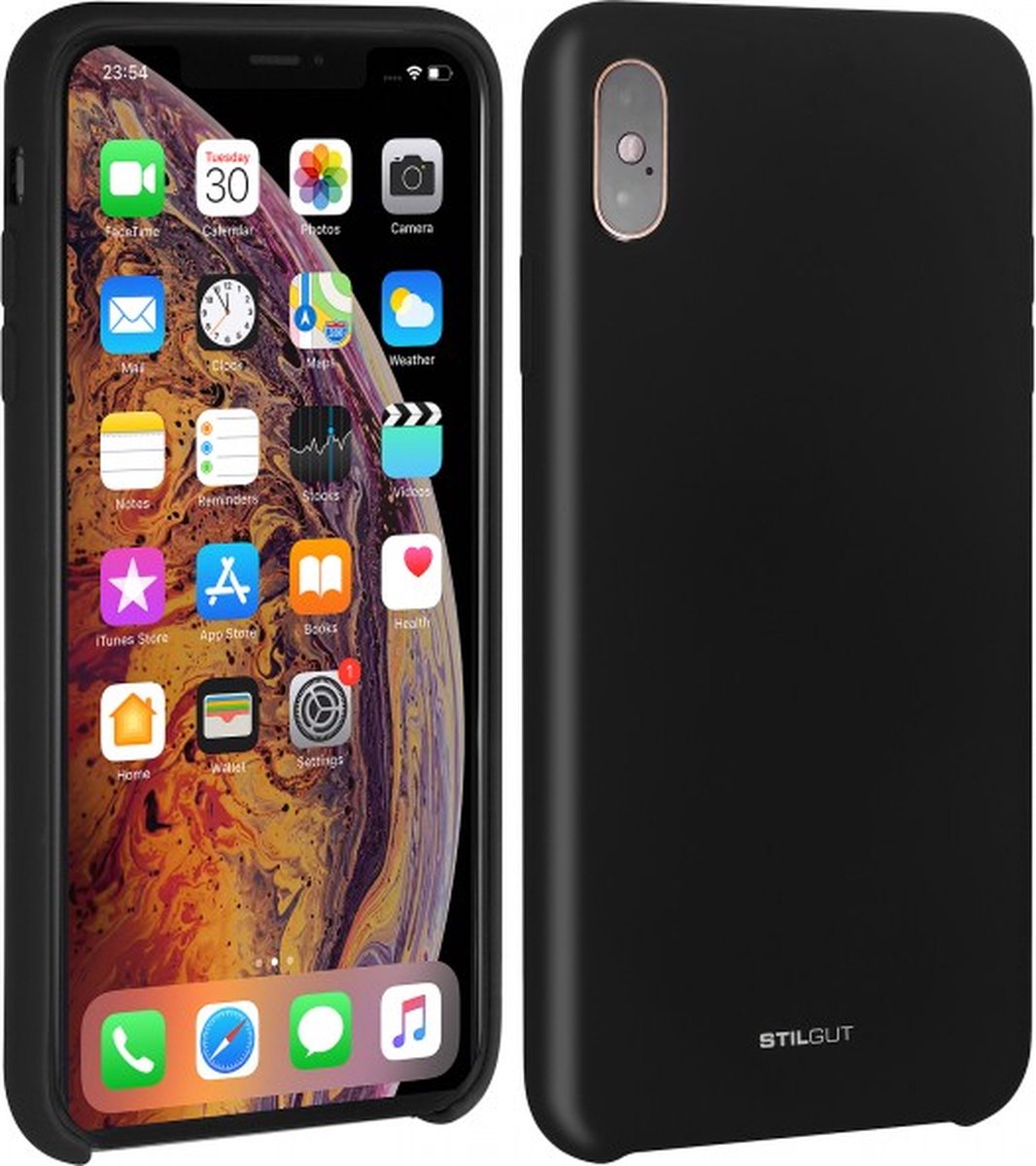 STILGUT - Telefoonhoesje iPhone XS - Siliconen - Zwart