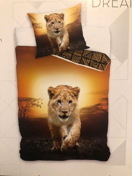 1-persoons dekbedovertrek (dekbed hoes) wilde leeuw (lion) in de natuur /  savanne bij... | bol