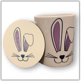 Bunny Purple Ears Coaster & Mug set/Set van onderzetters & mok met paars konijn oren [Easter/Paas]