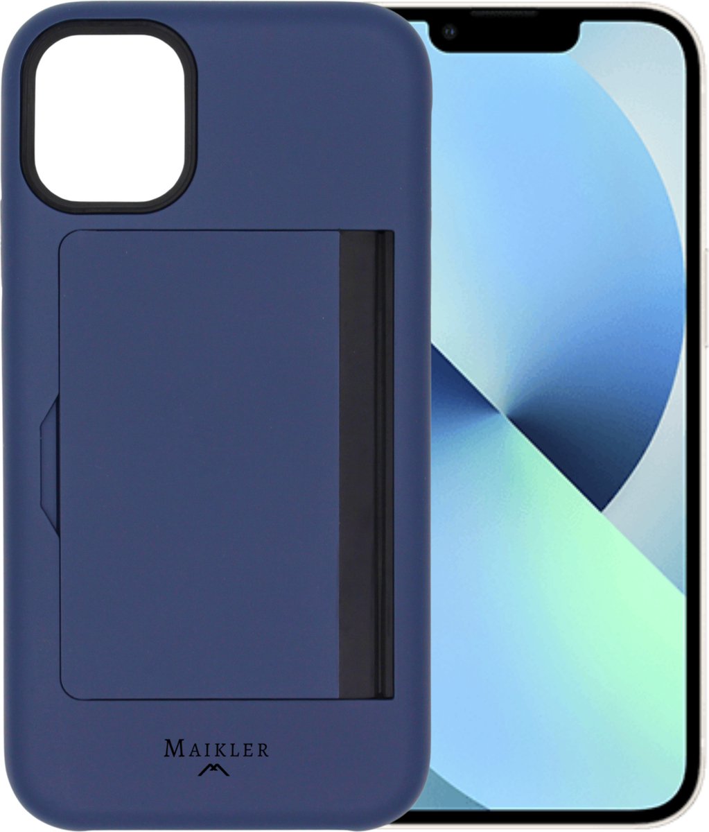Maikler Safe Line - iPhone 12 hoesje - iPhone 12 - Apple - Telefoon - Pasjeshouder - Blauw - Optimale valbescherming - Gratis screenprotector