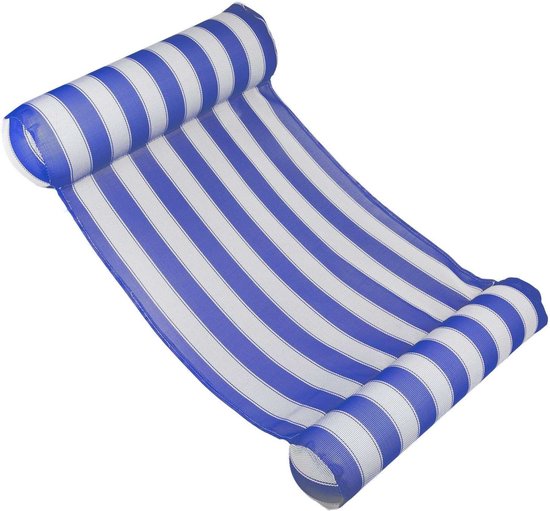 J.E Luxe Waterhangmat - Luchtmatras Zwembad - Opblaasbare Hangmat - Blauw